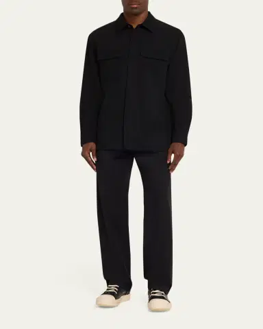 Rick Owens Men's Cotton Jersey Button-Front Shirt | Thumbnail 2 Rick Owens Men's Cotton Jersey Button-Front Shirt | Thumbnail 2