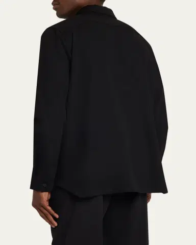 Rick Owens Men's Cotton Jersey Button-Front Shirt | Thumbnail 3 Rick Owens Men's Cotton Jersey Button-Front Shirt | Thumbnail 3