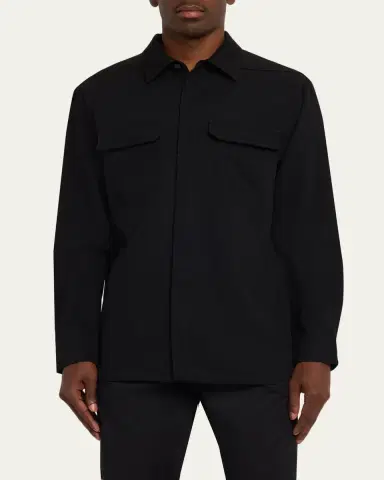 Rick Owens Men's Cotton Jersey Button-Front Shirt | Thumbnail 4 Rick Owens Men's Cotton Jersey Button-Front Shirt | Thumbnail 4