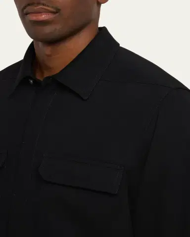 Rick Owens Men's Cotton Jersey Button-Front Shirt | Thumbnail 5 Rick Owens Men's Cotton Jersey Button-Front Shirt | Thumbnail 5