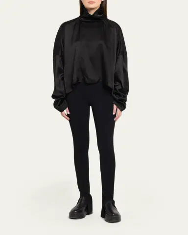 Rick Owens Jumbo Tabard Long-Sleeve Satin Crop Top | Thumbnail 2