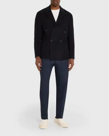 OFFICINE GÉNÉRALE Men's Dark Navy Double-Breasted Wool Maxwell Sport Jacket | Thumbnail 6 OFFICINE GÉNÉRALE Men's Dark Navy Double-Breasted Wool Maxwell Sport Jacket | Thumbnail 6