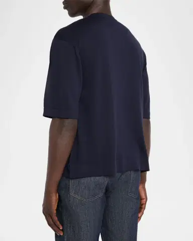OFFICINE GÉNÉRALE Men's Boris Lyocell and Wool Knit Crewneck T-Shirt | Thumbnail 7 OFFICINE GÉNÉRALE Men's Boris Lyocell and Wool Knit Crewneck T-Shirt | Thumbnail 7