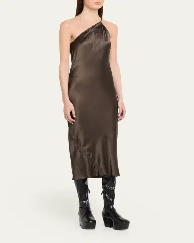 Rick Owens One-Shoulder Satin Midi Slip Dress | Thumbnail 4 Rick Owens One-Shoulder Satin Midi Slip Dress | Thumbnail 4