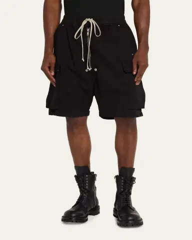 DRKSHDW RICK OWENS Men's Heavy Cotton Drawstring Cargo Shorts | Thumbnail 4 DRKSHDW RICK OWENS Men's Heavy Cotton Drawstring Cargo Shorts | Thumbnail 4