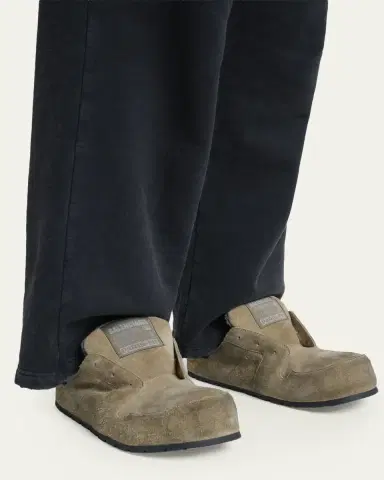 Balenciaga Men's Dumbo Distressed Suede Mules | Thumbnail 2 Balenciaga Men's Dumbo Distressed Suede Mules | Thumbnail 2