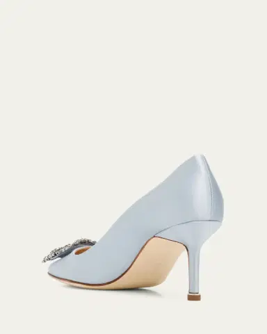 Manolo Blahnik 70mm Hangisi Satin Crystal-Buckle Pumps | Thumbnail 2