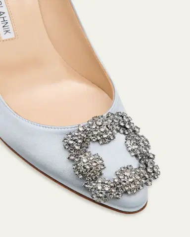 Manolo Blahnik 70mm Hangisi Satin Crystal-Buckle Pumps | Thumbnail 3