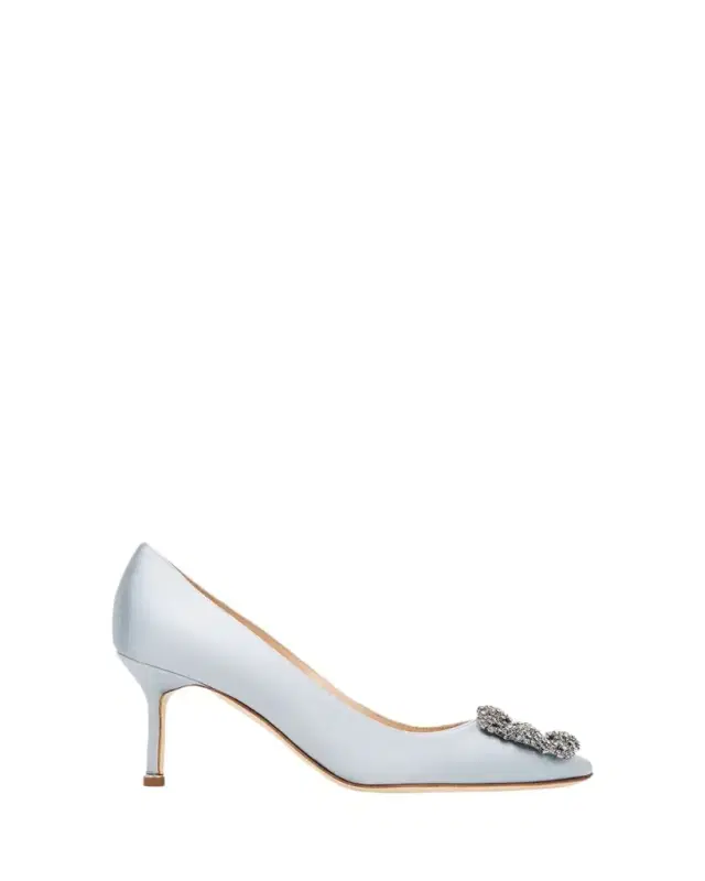 70mm Hangisi Satin Crystal-Buckle Pumps