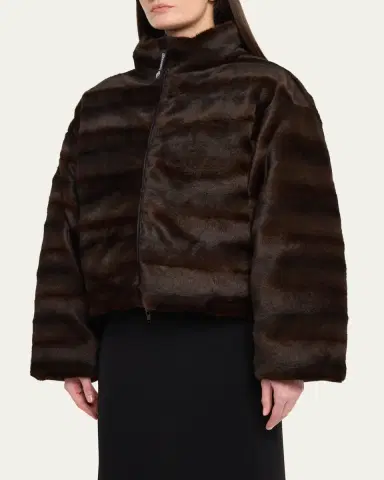 Balenciaga Faux Fur Reversible Nylon Puffer Jacket | Thumbnail 4