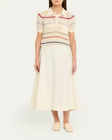 ALIX OF BOHEMIA Lessi Stripe Crochet Polo Top | Thumbnail 2