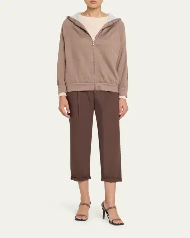 Brunello Cucinelli Monili Stripe Cotton-Silk Zip Jacket | Thumbnail 2 Brunello Cucinelli Monili Stripe Cotton-Silk Zip Jacket | Thumbnail 2