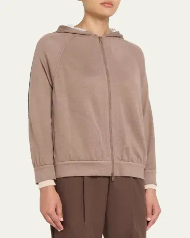 Brunello Cucinelli Monili Stripe Cotton-Silk Zip Jacket | Thumbnail 4 Brunello Cucinelli Monili Stripe Cotton-Silk Zip Jacket | Thumbnail 4