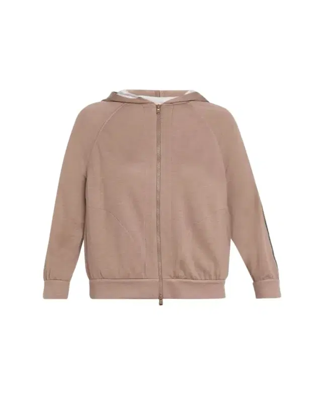 Brunello Cucinelli Monili Stripe Cotton-Silk Zip Jacket