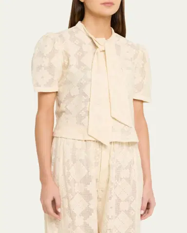 ALIX OF BOHEMIA Chance Eyelet Tie-Neck Top | Thumbnail 4 ALIX OF BOHEMIA Chance Eyelet Tie-Neck Top | Thumbnail 4