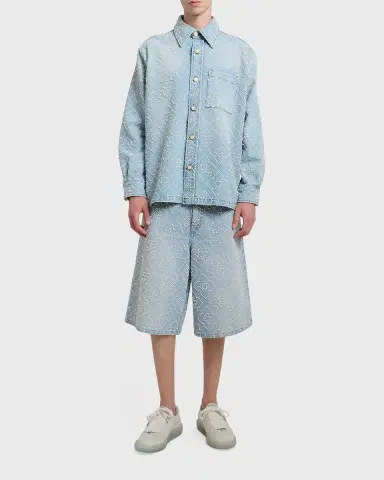Casablanca Men's Pearly Monogram Wide-Leg Denim Shorts | Thumbnail 6