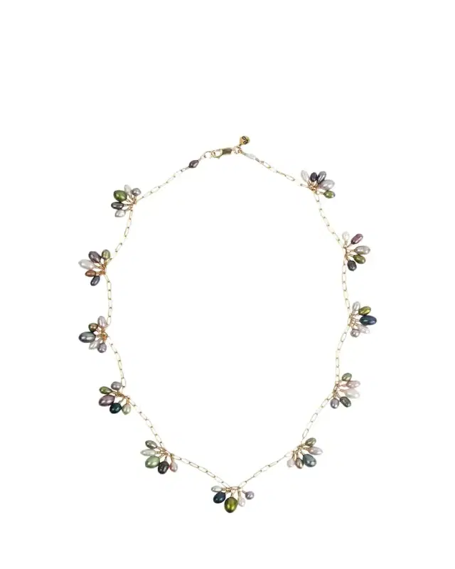 Presley Oldham Fringe Necklace with Multicolor Pearls, 17"L