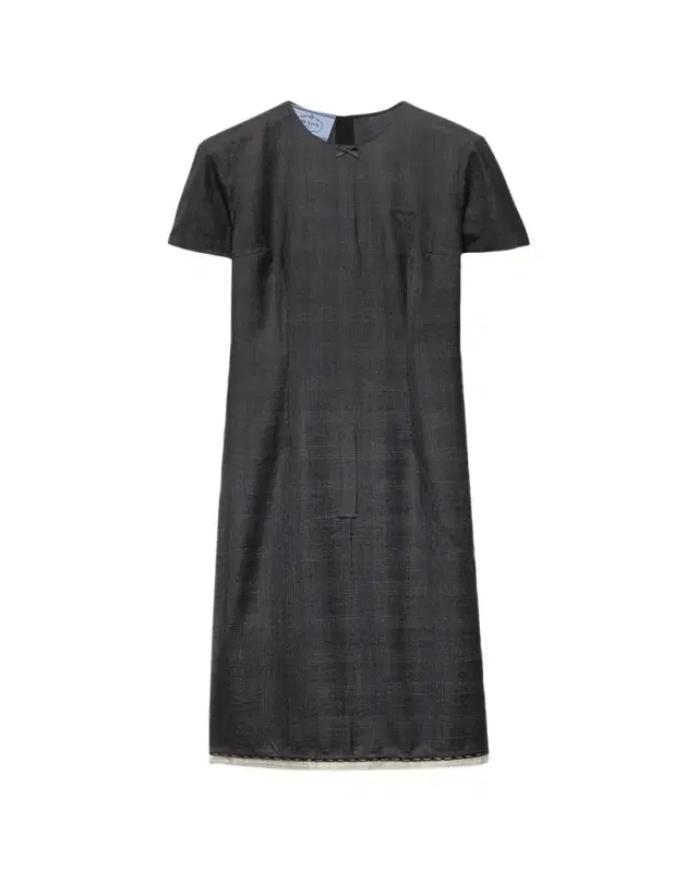 Prada Checkered Wool Short-Sleeve Dress