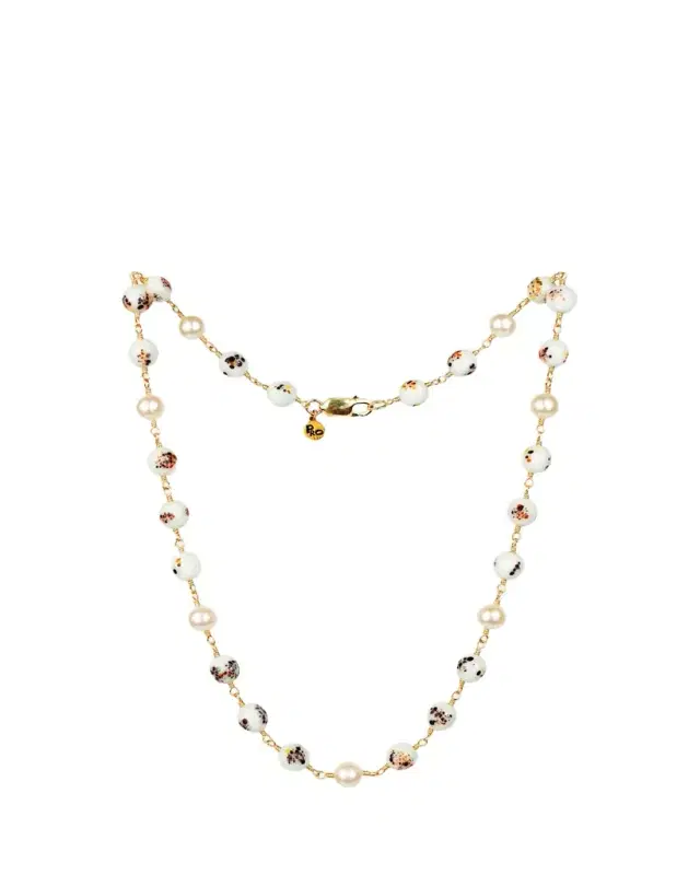 Presley Oldham Speckle Necklace with Baroque Pearls and Japanese Glass