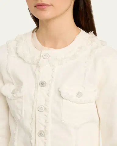 L'Agence Yarin Fringe-Trim Collarless Denim Jacket | Thumbnail 5 L'Agence Yarin Fringe-Trim Collarless Denim Jacket | Thumbnail 5