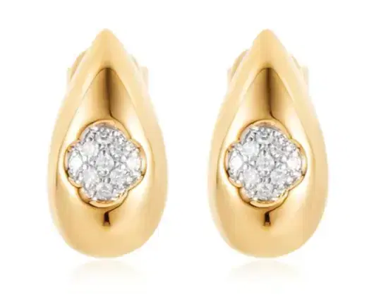 Wish Fine Jewelry 0.111ct Diamond 14K Gold Hoop Earrings