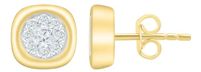 Wish Fine Jewelry 0.46ct Diamond 14K Gold Bezel Stud Earrings