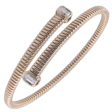 Wish Fine Jewelry 0.651ct Diamond 14K Gold Bypass Bangle Bracelet | Thumbnail 1