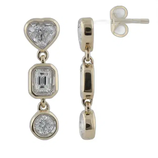 Wish Fine Jewelry 0.684ct Diamond 14K Gold Multi Shape Drop Earrings