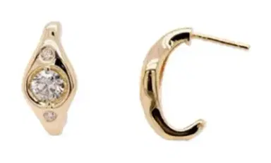 Wish Fine Jewelry 0.751ct Diamond 14K Gold Half Hoop Earrings | Thumbnail 1 Wish Fine Jewelry 0.751ct Diamond 14K Gold Half Hoop Earrings | Thumbnail 1