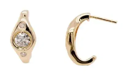 Wish Fine Jewelry 0.751ct Diamond 14K Gold Half Hoop Earrings