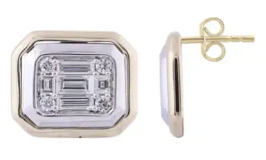 Wish Fine Jewelry 0.789ct Diamond 14K Gold Dainty Bezel Earrings | Thumbnail 1 Wish Fine Jewelry 0.789ct Diamond 14K Gold Dainty Bezel Earrings | Thumbnail 1