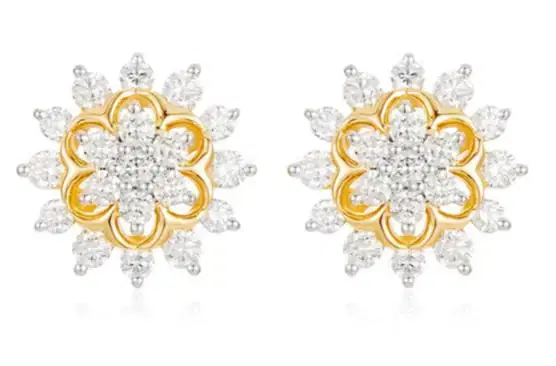1.571ct Diamond 14K Gold Starburst Stud Earrings