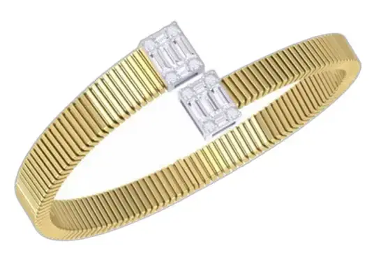 30.32ct Diamond 14K Gold Bypass Bangle Bracelet