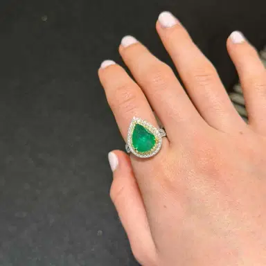 Wish Fine Jewelry 5.37ct Emerald Diamond 18K Gold Pear Cocktail Ring | Thumbnail 2 Wish Fine Jewelry 5.37ct Emerald Diamond 18K Gold Pear Cocktail Ring | Thumbnail 2
