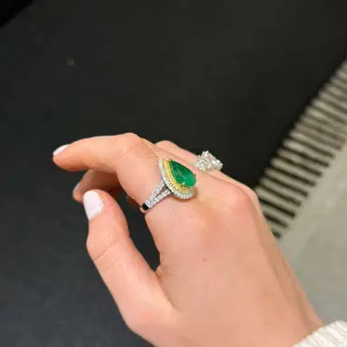 Wish Fine Jewelry 5.37ct Emerald Diamond 18K Gold Pear Cocktail Ring | Thumbnail 3 Wish Fine Jewelry 5.37ct Emerald Diamond 18K Gold Pear Cocktail Ring | Thumbnail 3