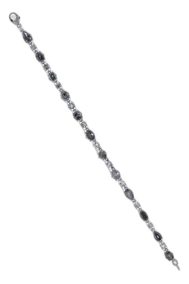 Diamond Grey Mixed Shape Old European Tennis Bracelet