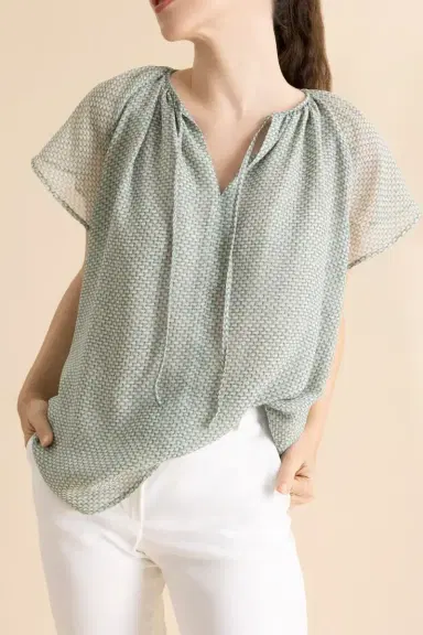 MAISON COMMON Lattice Flutter Cap Sleeve Blouse | Thumbnail 3 MAISON COMMON Lattice Flutter Cap Sleeve Blouse | Thumbnail 3