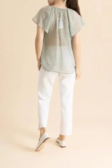 MAISON COMMON Lattice Flutter Cap Sleeve Blouse | Thumbnail 4 MAISON COMMON Lattice Flutter Cap Sleeve Blouse | Thumbnail 4