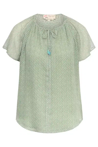 MAISON COMMON Lattice Flutter Cap Sleeve Blouse | Thumbnail 1 MAISON COMMON Lattice Flutter Cap Sleeve Blouse | Thumbnail 1