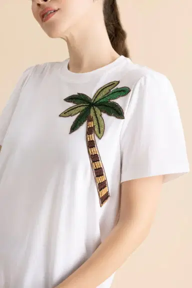 MAISON COMMON Palm Tree Embroidered T-Shirt | Thumbnail 3