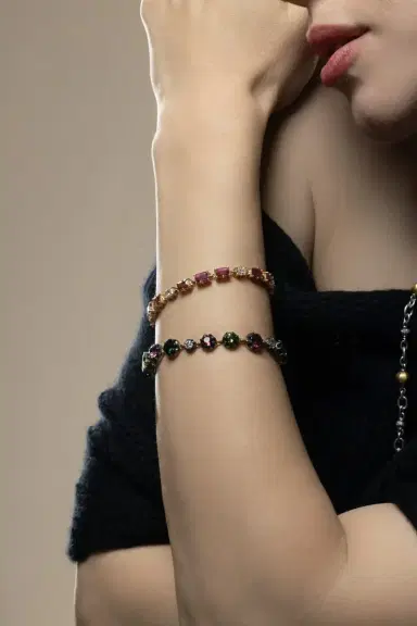 Sylva & Cie Pink Tourmaline Diamond Tennis Bracelet | Thumbnail 2