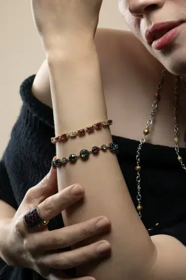 Sylva & Cie Pink Tourmaline Diamond Tennis Bracelet | Thumbnail 4