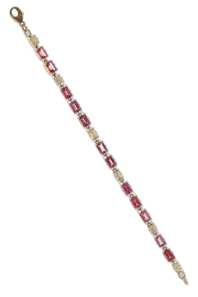 Sylva & Cie Pink Tourmaline Diamond Tennis Bracelet