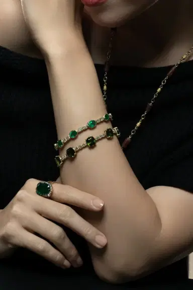 Sylva & Cie Tourmaline Diamond Cushion Cut Bracelet | Thumbnail 3