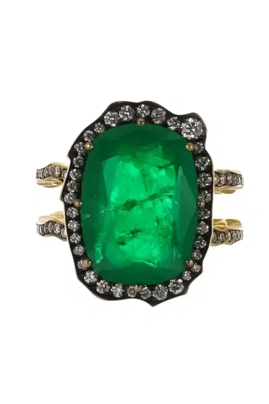 Sylva & Cie Zambian Emerald Double Shank Ring | Thumbnail 1