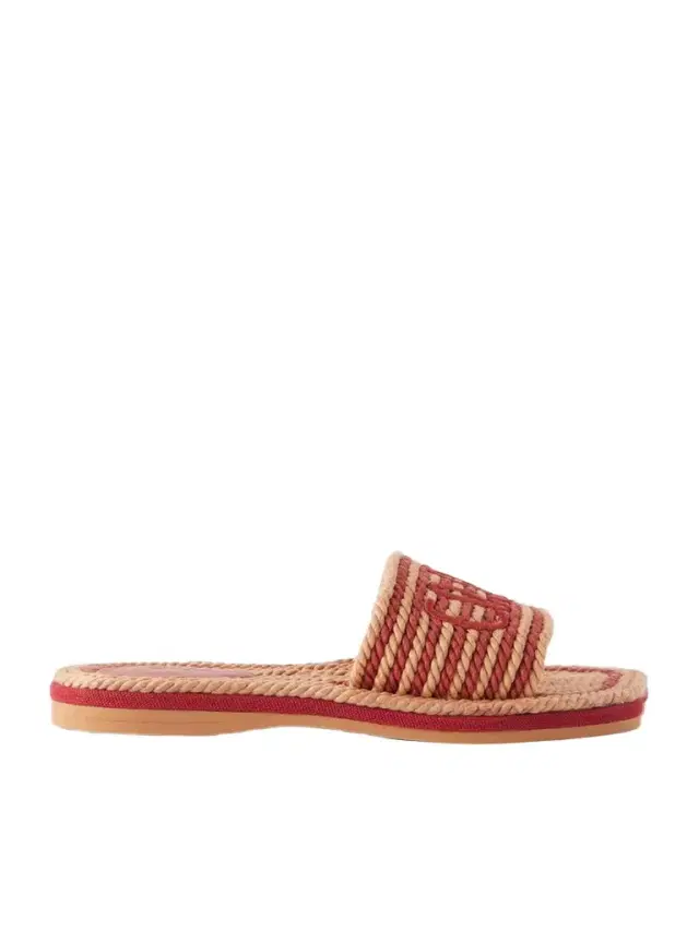 Logo-embroidered Striped Cord Slides