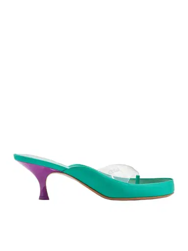 Chloé Junie Pvc-trimmed Satin Sandals | Thumbnail 1 Chloé Junie Pvc-trimmed Satin Sandals | Thumbnail 1
