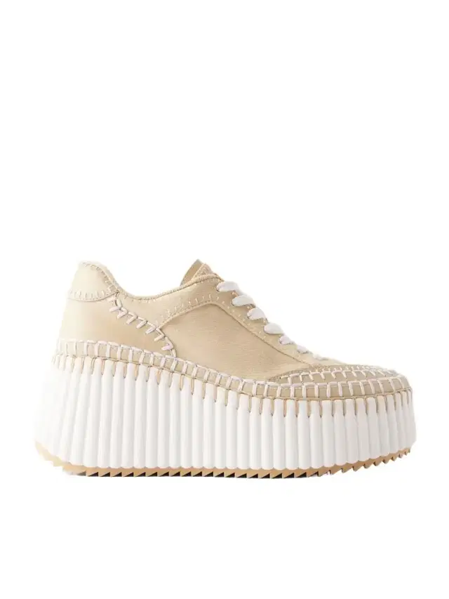Chloé Nama Canvas And Leather Platform Sneakers