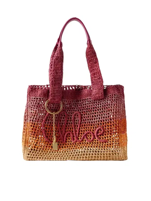 Summer Banana Leather-trimmed Dégradé Raffia Tote