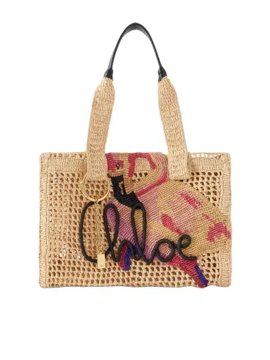 Chloé Embellished Leather-trimmed Raffia Tote Bag | Thumbnail 1 Chloé Embellished Leather-trimmed Raffia Tote Bag | Thumbnail 1
